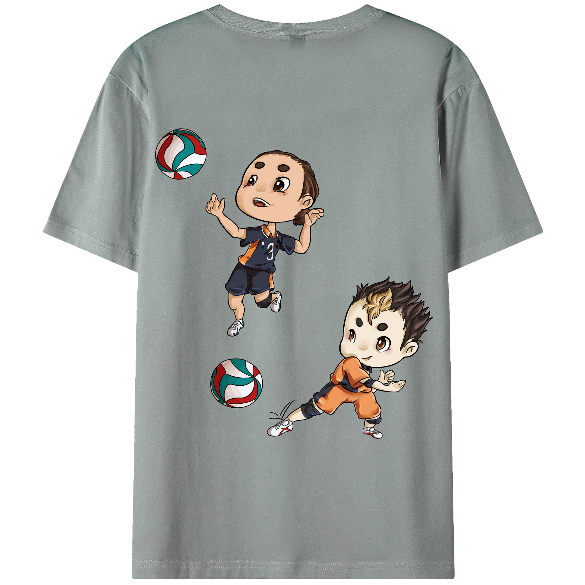 （画像用） ハイキュー!! Haikyu!! 綿100％ メンズ半袖Tシャツ（バックプリント） 通気性